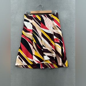 I.e. Women’s 4P Petite Silk Skirt Flounce Hem Lined Multicolored Faux Wrap